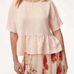 Wilfred Aritzia Macee Blush Pink Flutter Sleeve Peplum Blouse Size M Photo 0