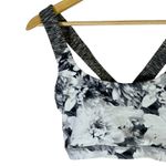 American Eagle Floral Sports Bra Womens L Gray Stretch Athletic Activewear White Size L Photo 1