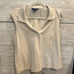 Karen Scott  Beige Collared Sleeveless Polo Tank Top Size XL Casual Knit Stretch Photo 0
