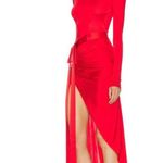 David Koma Satin Bow Detail Asymmetric Long Dress in Red 6 UK 10 New Womens Gown Photo 3
