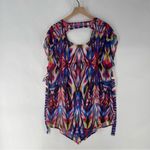 Becca Multicolor Geometric Abstract Print Chiffon Cutout Swim Coverup Size XS Photo 11