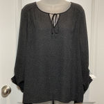 Charming Charlie Black White Polka Dot Tie Neck Blouse Top Women's Large Top Photo 0
