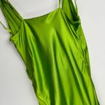 ZARA NWT Bright Green Satin Slip Midi Dress Sz XL Drapey Wrap Side Slit Photo 13