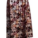Vintage Metallic Floral Burgundy A Line Skirt Size M Knee Length Velour Y2K 00s Size M Photo 4