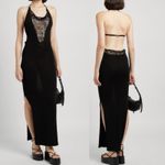 Aya Muse Alpin Beaded Open Back Halter Dress Black Size XL NWT Photo 1