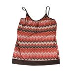 Women Tank Top Brown Pink Orange Zigzag Spaghetti Strap Boho Retro Size M/L Size M Photo 1