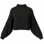 Free People Easy Street Crop Pullover Black Funnel Neck Sweater Dolman Medium Photo 0