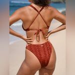 Berlook Caramel Textured Knot Triangle Bikini Set Red Size M Photo 4