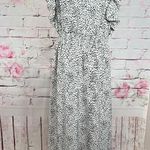EXPRESS  Women's V-neck Ruffled Trim High Slit Maxi Dress Black/White Size XL Photo 5