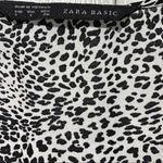 ZARA  Top Blouse Black & White Animal Print V-Neck Studded Short Sleeve Top Small Photo 1