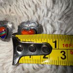 Native American‎ Zuni Sterling Earrings Signed QT Turquoise Heart Shaped Inlay Red Photo 3