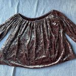 American Eagle  Outfitters Womens Velvet Blouse Pink 3/4 Sleeve Off Shoulder-SM Photo 2