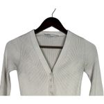 ZARA Cropped V Neck Long Sleeve Fitted Ribbed Knit Button Down Sweater XS Beige Photo 1