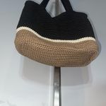The Sak Crochet Hobo Shoulder Slouch Purse Tote black tan EUC Photo 5