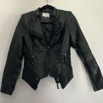 Vic Bee Faux Leather Fitted Moto Jacket in Black Medium Photo 0