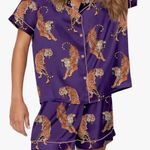 Purple tiger silk pajama short set Size M Photo 0