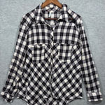 Free People  Womens Shirt‎ M Plaid Long Sleeve Snap Photo 0