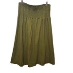 ExOfficio Women Skirt‎ XL Olive Green Smocked Waist Textured Boho Travel Earthy Size 18 Photo 1