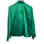 Evan Picone  green button front long sleeve blouse black embellishment size 4 Photo 1