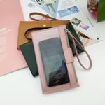 Touch screen long wristlet wallet in green Photo 1