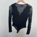 Lulus  Black All About That Lace V Neck Bodysuit NWT Size Small Photo 8
