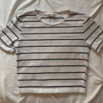 ZARA Black and White Striped Cropped T-Shirt Photo 0