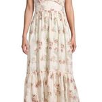 Love Shack Fancy Angie Linen Cream & Pink Floral Midi Dress Size 0 - Broken Zip Photo 0