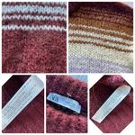 ZARA Wool Alpaca Chunky Knit Pullover Striped Sweater Burgundy Size Medium NWOT Photo 7