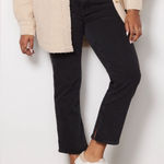 Good American  Straight Leg Black Jeans w/ Side Anlke Slit  Size 18 Photo 0