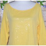 Ann Taylor LOFT Ladies Butter Yellow Sequin Blouse Top Size L Tunic Sparkle Photo 1