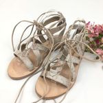 Free People  Snakeskin Mid Gladiator Lace-Up Nude Sandals Size 37 Photo 0