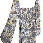 Wilfred Aritzia Women’s Sz 4 Long Sleeve Floral Mini Dress Smocked Square Neck Gray Photo 6