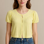 The Limited Vintage Butter Yellow Cropped Knit Blouse XS | Cottagecore Coquette Photo 0
