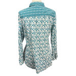 Soft Surroundings  Teal White Patterned Button Down Shirt M Photo 4