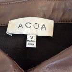 Acoa Faux Leather Shacket Sz S Brown Pearl Snap Western 90's Baggy Oversized Photo 5