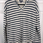 CHAPS  Women’s Striped Hoodie top - Blue/Cream - Size Large Photo 0