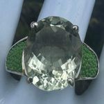 Chi by Falchi Sterling Ring w/ Green Prasiolite & Shagreen Inlay Silver Photo 5