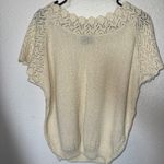 ADELE made in USA Knitwear Cream Crew‎ Neck Sweater with Lace Detail Size M Photo 2