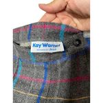 Kay Warner Skirt Womens Size 8 Grey Plaid Pleated Midi Wool Blend Vintage Chic Gray Photo 5