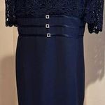 Night Studio New York Vintage Navy Blue Lace Top Gold Jewels In Front SZ 20 Photo 0