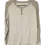 Lululemon Women's Runamuck Size 6 Gray Striped Henley Top Long Sleeve Athletic Photo 0