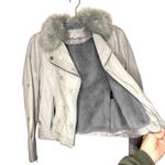 Samantha Sipos Seeing Stars Leather Faux Fur Lined Jacket Size Extra Small Gray Photo 8