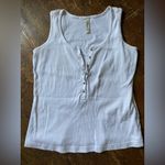 L.A. Blues White Fitted Ribbed Tank Top w/ Rhinestone Buttons Size 14/16 Photo 0
