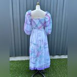 American Vintage Vintage 1970s 1980s Watercolor Puff Sleeve Dress Photo 5