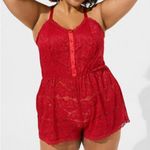 Torrid Simply All Over Lace Romper Sexy Womens Plus Size 2 2X Jester Red NEW Photo 0