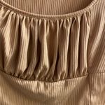 Forever 21 Shein Women’s Juniors Crop Top L Bust 36” Beige Rouched Front Long Sleeve Photo 2