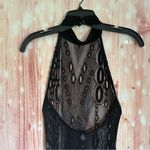 Auditions  Black Open Neck Crochet Halter Neck Nightgown Photo 7