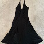 BCBG Paris Black Halter Slinky Swingy Midi Cocktail Dress sz Medium Vintage Y2K Photo 4