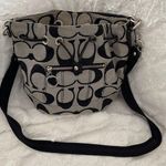 Coach Poppy Drawstring Crossbody bucket Shimmer Bag in Black & Silver EUC Photo 0