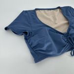 Kona Sol  Women's Large 12-14‎ Mudstone Blue Sleeved Tunnel Front Bikini Swim Top Photo 1